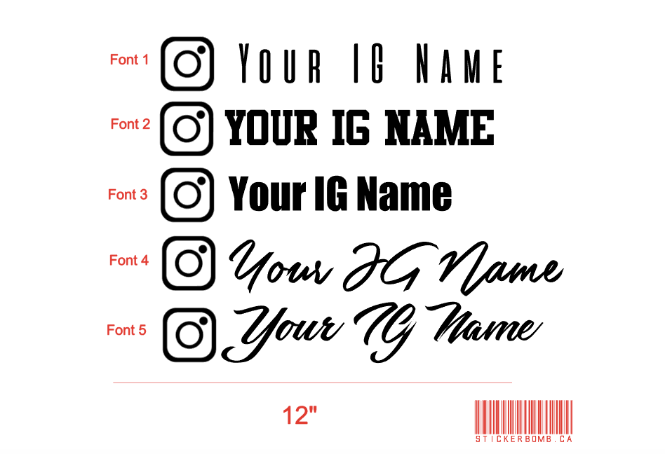 Instagram Username Decal - New Logo